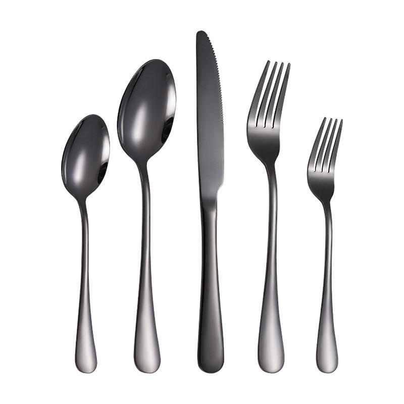 BESTECK Set Schwarz 24 teilig für 6 Personen, Edelstahl Besteckset Messer Gabel Löffel, matt, spülmaschinenfest jetzt nur online ➤
