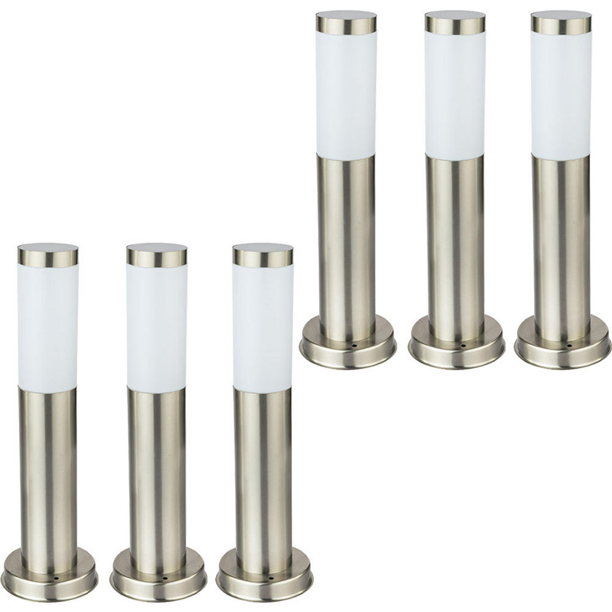 LED WEGELEUCHTE Edelstahl Silber 6er Set - Silberfarben, Metall (7.6/7.6/45cm)