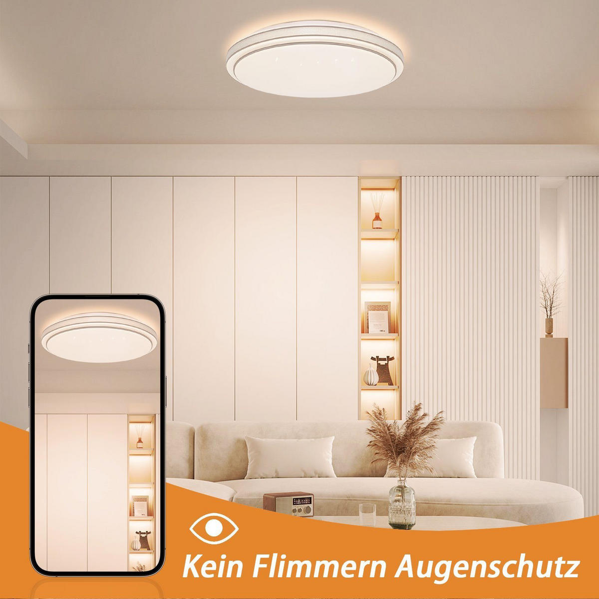 LED-DECKENLEUCHTE Zwillingsring 27/27/6 cm - Silberfarben, Kunststoff (27/27/6cm) - Nettlife