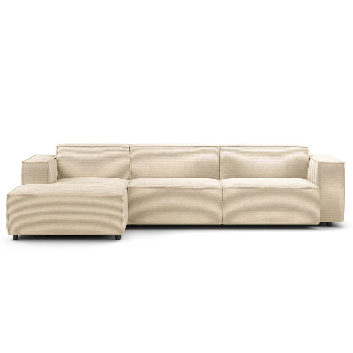 ECKSOFA mit Longchair - Beige/Schwarz, Kunststoff/Textil (294/177cm) - home24