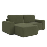 ECKSOFA L Form Otterton Olivgrün 250/180/95 cm Links mit Schlaffunktion - Schwarz/Grün, Kunststoff/Textil (180/250cm) - AX Living