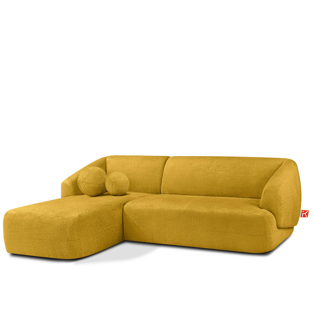 ECKSOFA LINKS VIRA, Gelb, Chenille - Gelb/Schwarz, Holz/Holzwerkstoff (300/160cm) - KONSIMO®