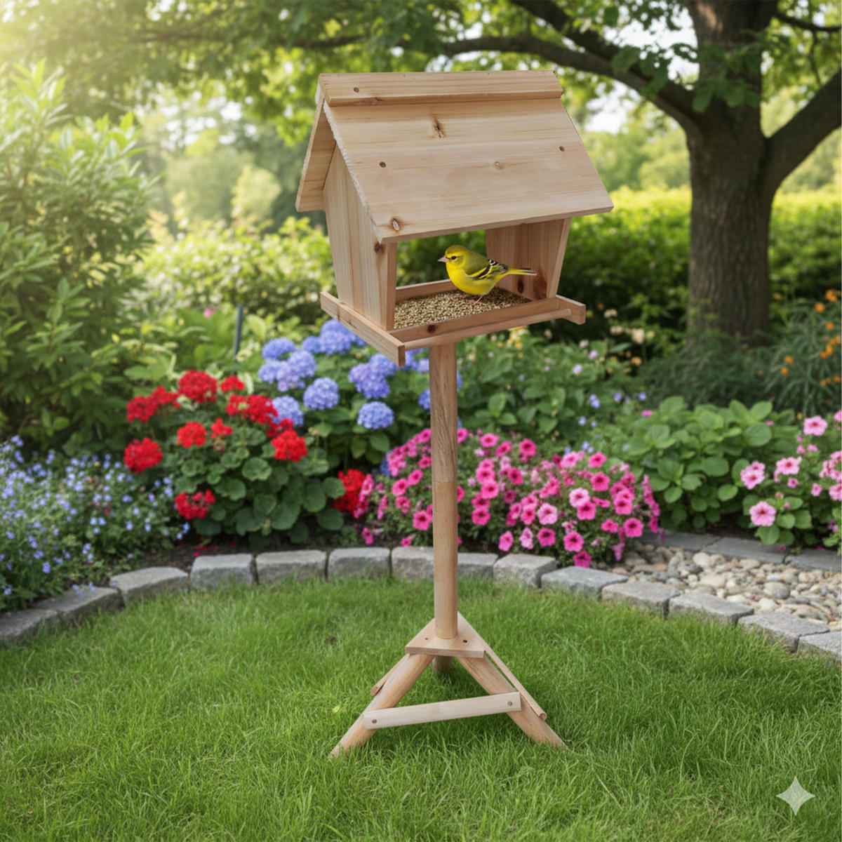 VOGELFUTTERHAUS - Hellbraun, Holz (32/107/27cm) - Relaxdays