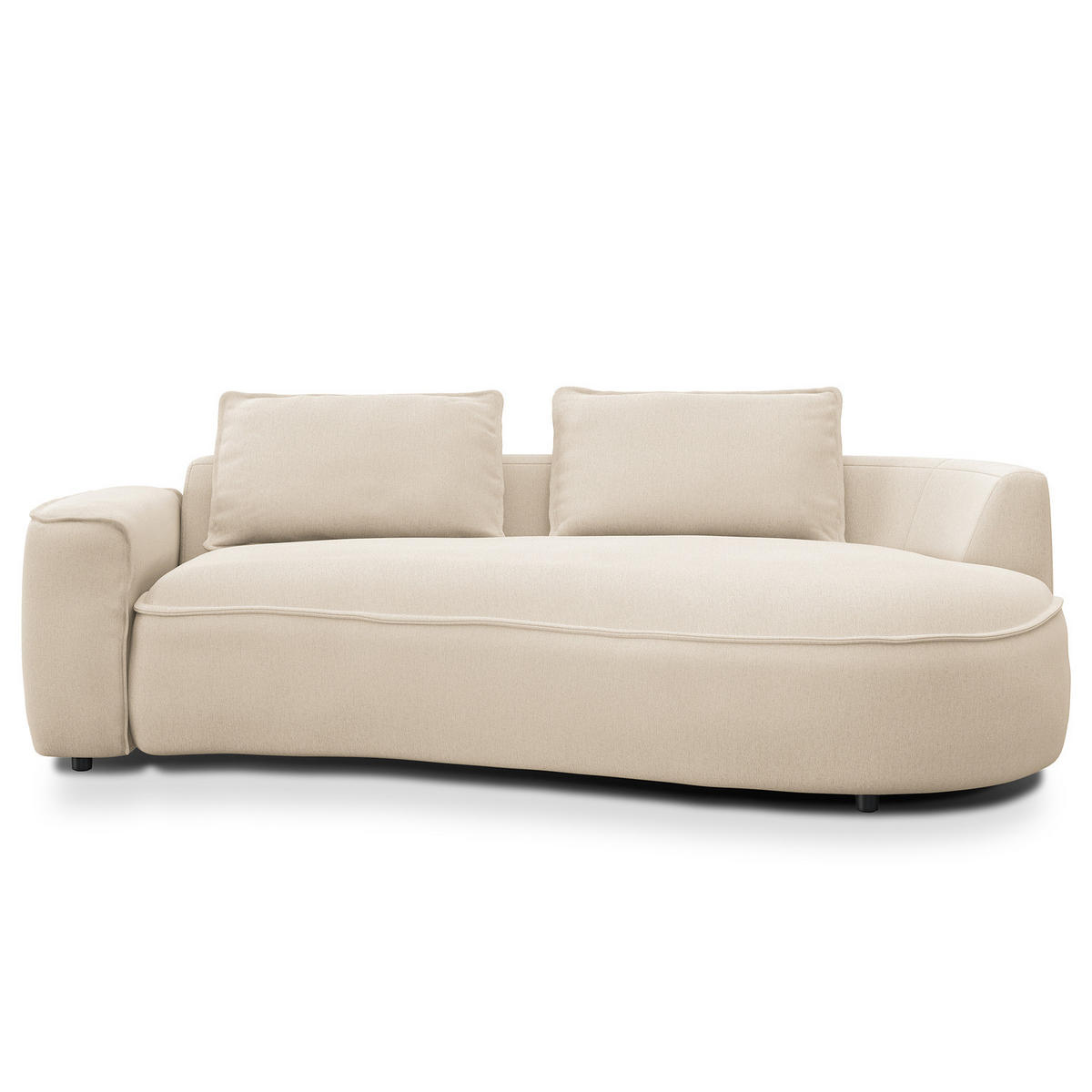 2,5-SITZER SOFA - Beige/Schwarz, Kunststoff/Textil (217/82/146cm) - home24