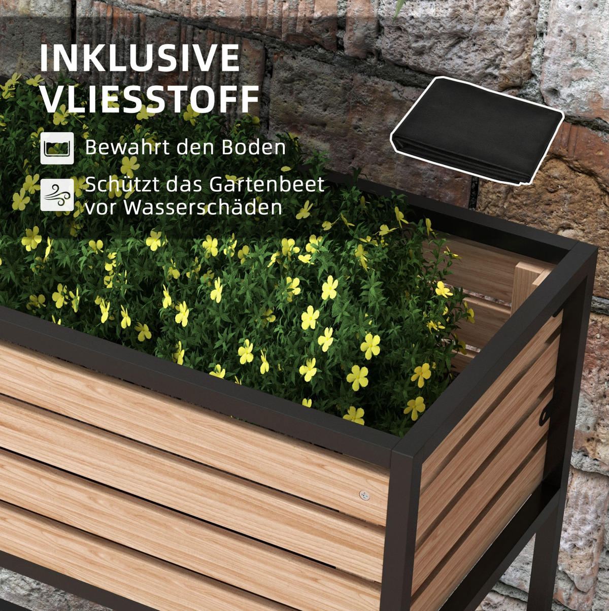 BLUMENKASTEN aus lackiertem Fichtenholz 83x39x100cm in Braun - Braun, Metall (39/100/83cm) - Modfu