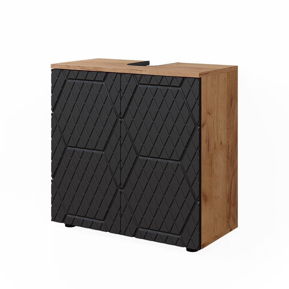 WASCHBECKENUNTERSCHRANK Irma Anthrazit gestreift 60 x 59 cm - Anthrazit, Holzwerkstoff (60/59/30cm) - Vicco