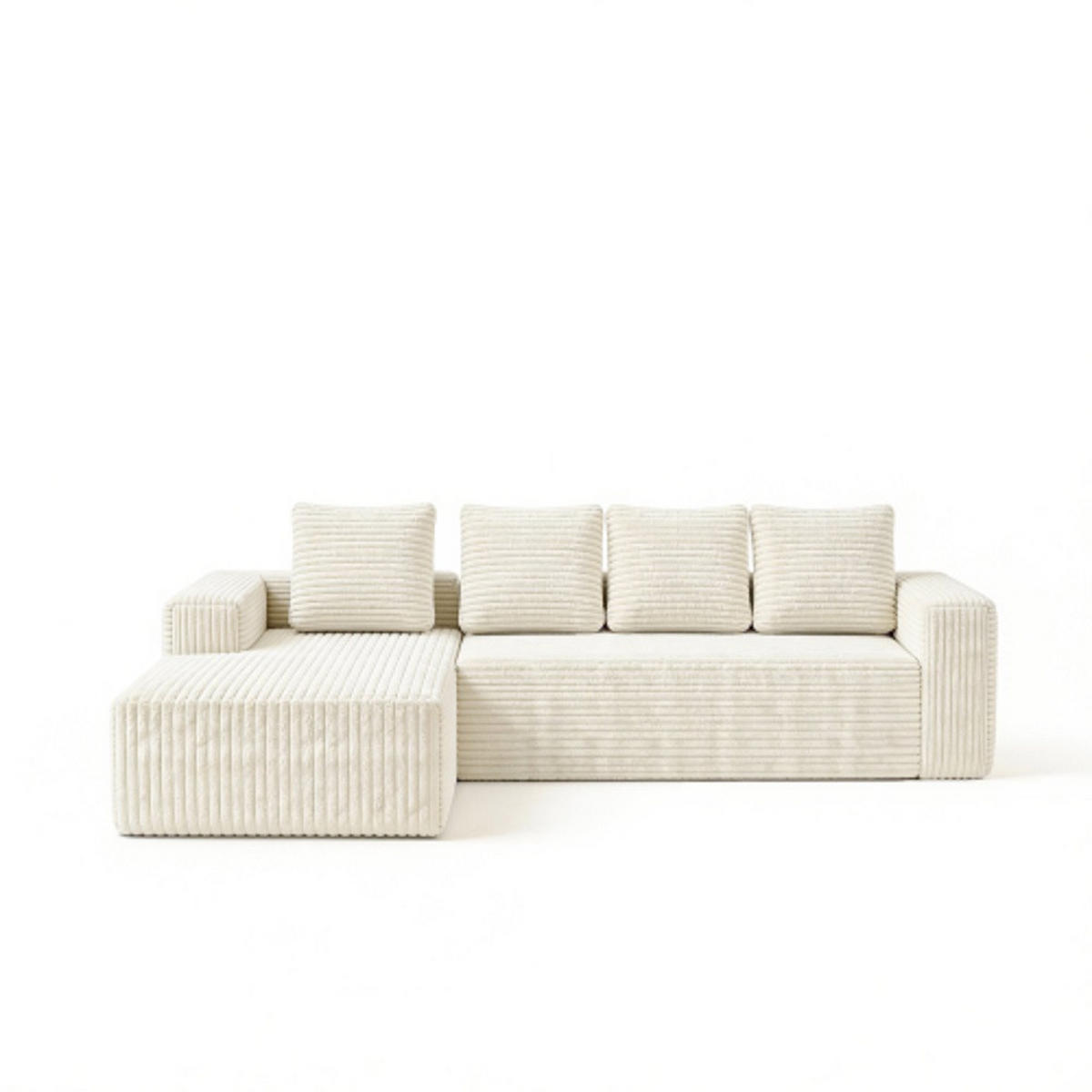ECKSCHLAFSOFA aus Cord 261x168x58 cm mit Chaiselongue und ohne Montage, beige - Beige, Textil (261/168cm) - Luhomfu