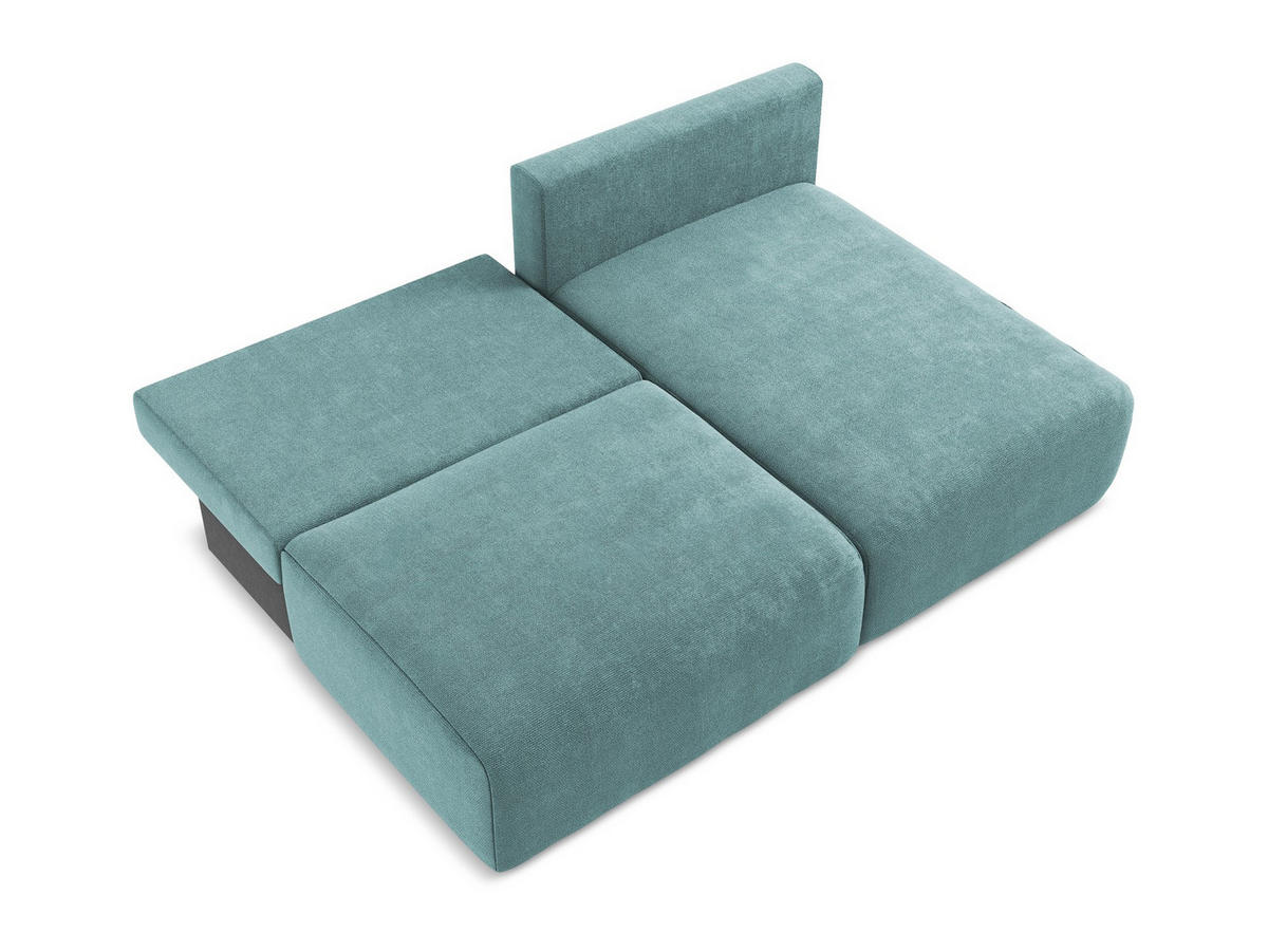 ECKSOFA mit Schlaffunktion rechts Chenille Stoff Blau - Blau/Beige, Kunststoff/Textil (210/149cm) - Makamii