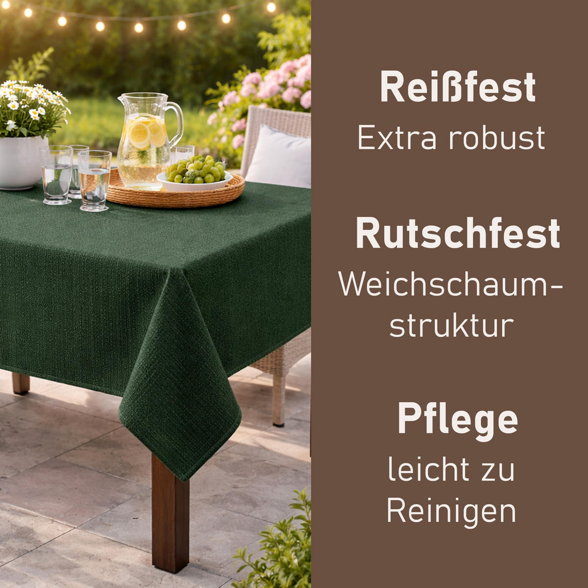 TISCHDECKE Garten Weichschaum 110x140cm - Dunkelgrün - Dunkelgrün, Kunststoff (140/110cm) - Bestlivings