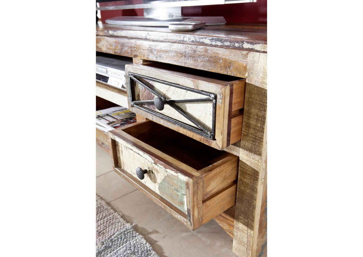 TV-BOARD Altholz 140x45x50 mehrfarbig lackiert NATURE OF SPIRIT #01 - Multicolor, Holz (45/50/140cm) - Massivmoebel24