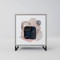 SIDEBOARD COLORFUL SHAPES, Grau, 57,5x42x67,5 cm, Schwarze Metall-Rahmenfüße - Multicolor/Schwarz, Holzwerkstoff/Metall (57.5/67.5/42cm) - SpaceRebels