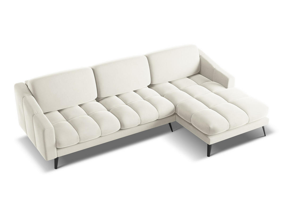 ECKSOFA Rechts Samt Stoff Beige - Beige/Creme, Textil/Metall (264/160cm) - Makamii
