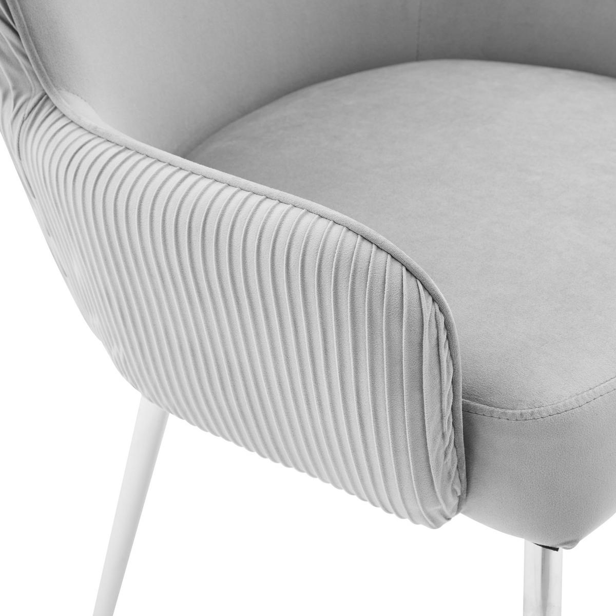 ESSZIMMERSTUHL 2er Set Samt Lounge Grau Silber Armlehnen - Grau, Textil (57.5/88/56cm) - FLIEKS