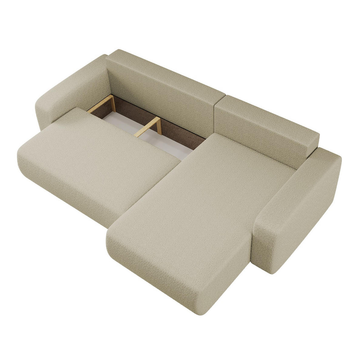 SCHLAFSOFA MILANO XL Und Bettkasten Stoff Quelle Beige Rechts - Beige, Holz (274/82/145cm) - Kaiser Möbel