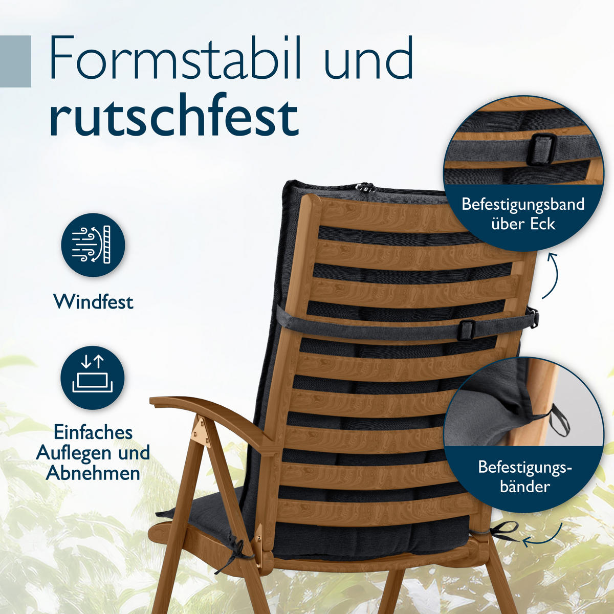 HOCHLEHNERAUFLAGE Sun-HL 119/50/8cm Anthrazit - Anthrazit, Textil (50/8/119cm) - Beautissu 