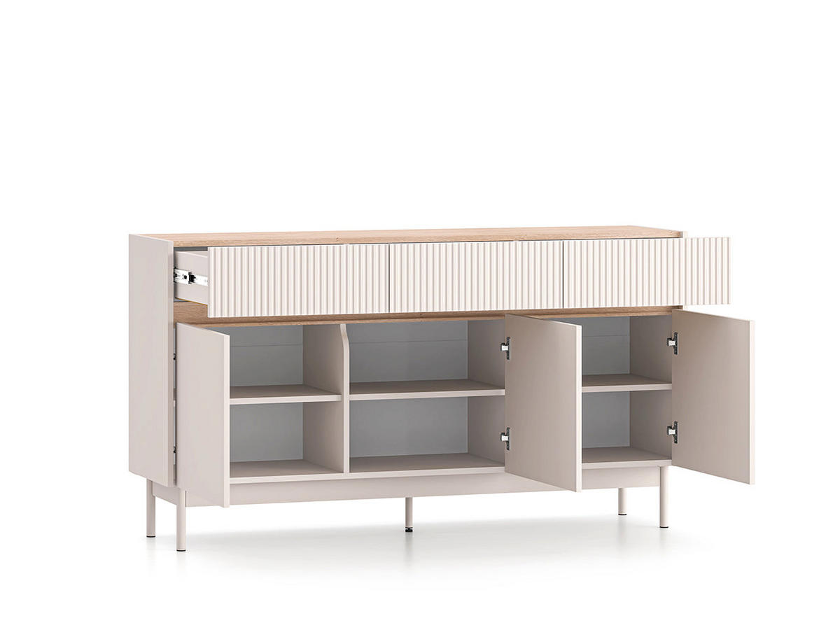 KOMMODE – 154 cm – Dunea - Kaschmir/Eichefarben, Holzwerkstoff (154/85/40cm) - hi-markt