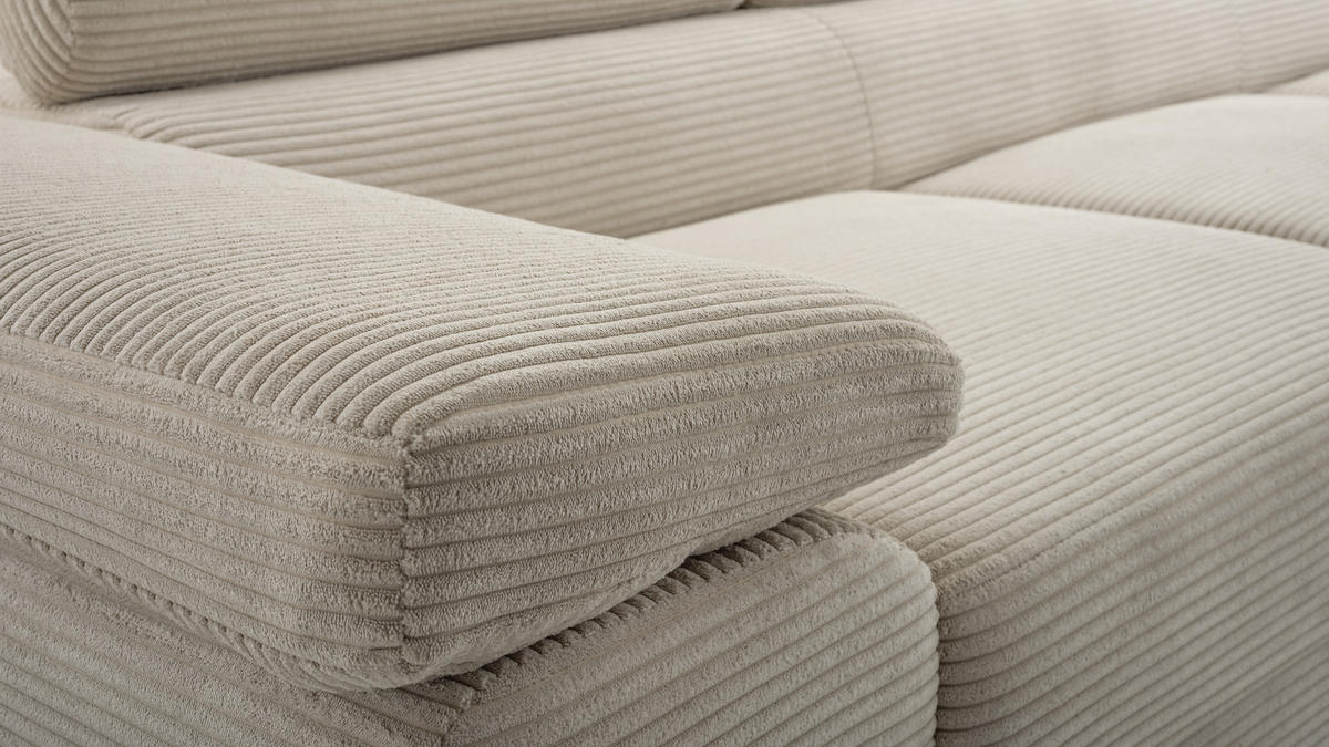 ECKSOFA NOLA Beige L - Links Cord - Beige/Schwarz, Textil/Metall (280/203cm) - Luxkor24