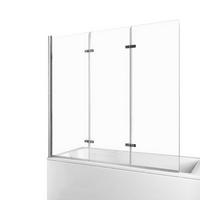 DUSCHWAND für Badewannen Faltbar mit Schwenkfunktion 140/130 cm - Transparent, Glas (130/140cm) - EMKE