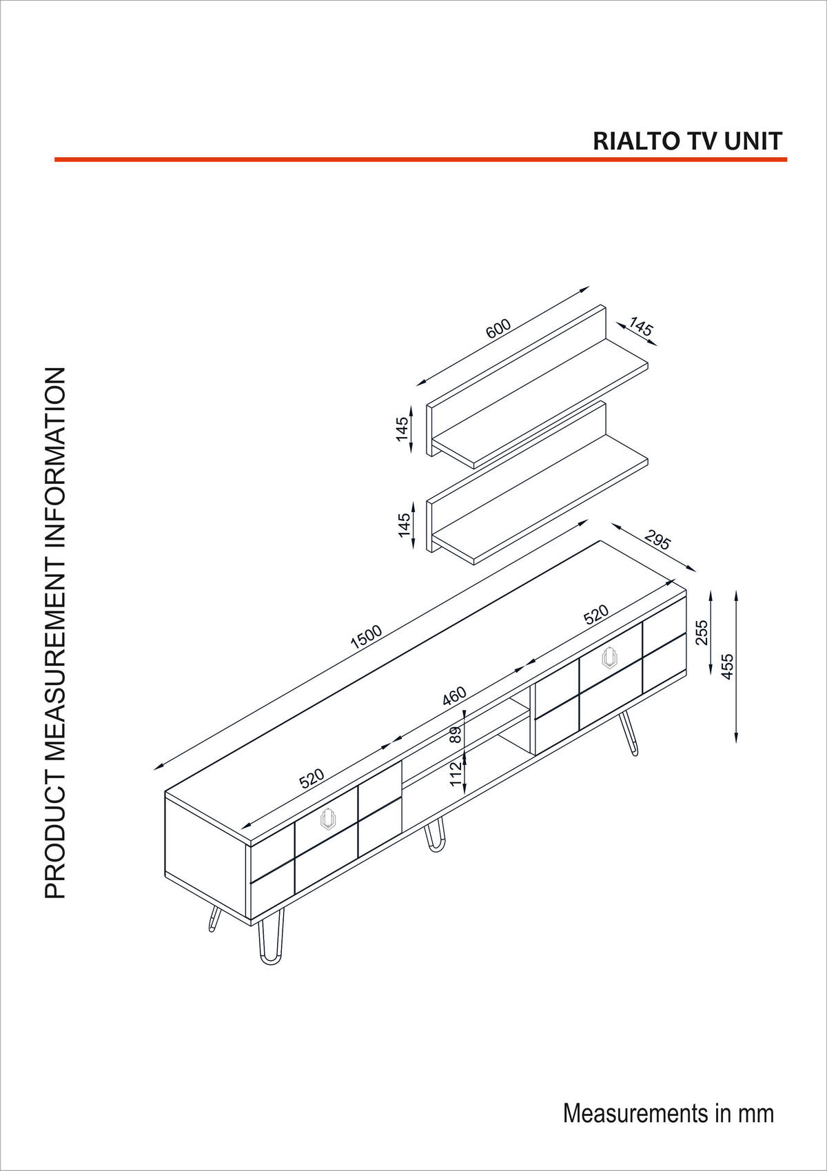 WOHNWAND Rialto mit Metallfüße Walnuss - Walnussfarben/Schwarz, Holzwerkstoff/Metall (150/46/30cm) - moebel17