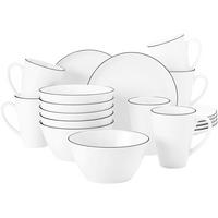 FRÜHSTÜCKS-SET Lido Black Line schwarz-weiß 18er Set - Schwarz/Weiß, Keramik (1/1/1cm) - Seltmann Weiden