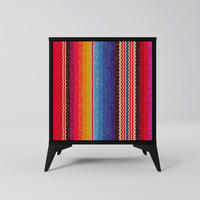 SIDEBOARD ETHNIC MEXICAN, Schwarz, 57,5x42x70,5 cm, Schwarze Metall-Sternfüße - Multicolor/Schwarz, Holzwerkstoff/Metall (57.5/70.5/42cm) - SpaceRebels