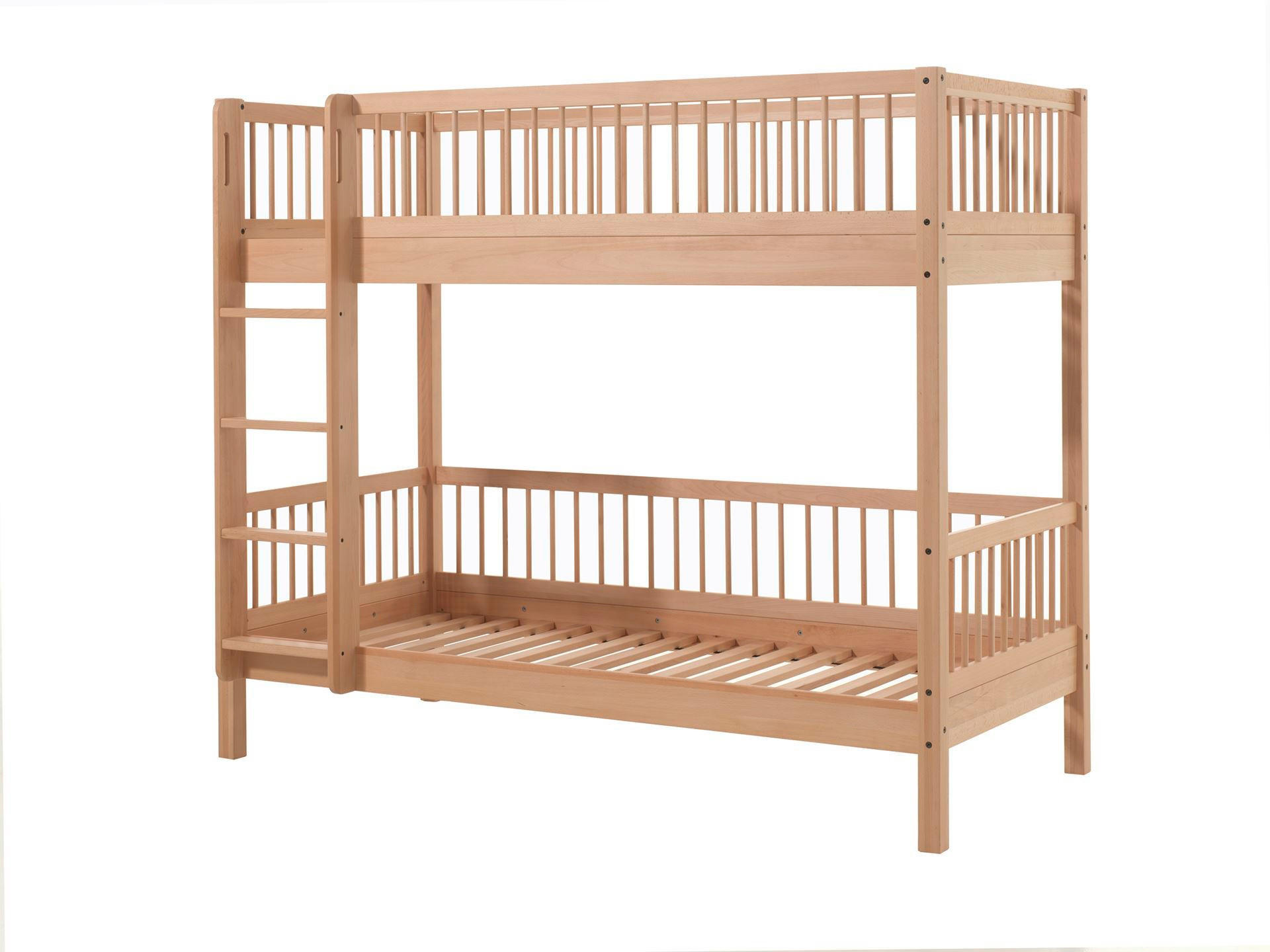 ETAGENBETT Kelci 2x90x200 mit Leiter Buche Massivholz natur - Buchefarben, Holz (90/200cm) - 58aufmkessel