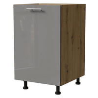 KÜCHENUNTERSCHRANK Essen D1D/50 Grau Hochglanz / Eiche Artisan Matt 50 / 50 / 82cm - Eiche Artisan/Grau, Holz/Holzwerkstoff (50/82/50cm) - Feldmann-Wohnen