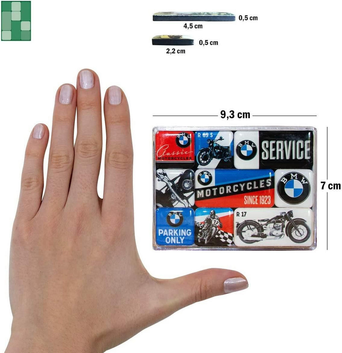 MAGNETSET 9-teilig BMW Motorcycles - Multicolor, Metall (9/7/2cm) - Nostalgic-Art