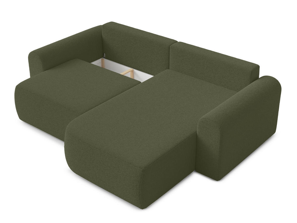 ECKSOFA L Form Otterton Olivgrün 250/180/95 cm Rechts mit Schlaffunktion - Schwarz/Grün, Kunststoff/Textil (250/180cm) - AX Living
