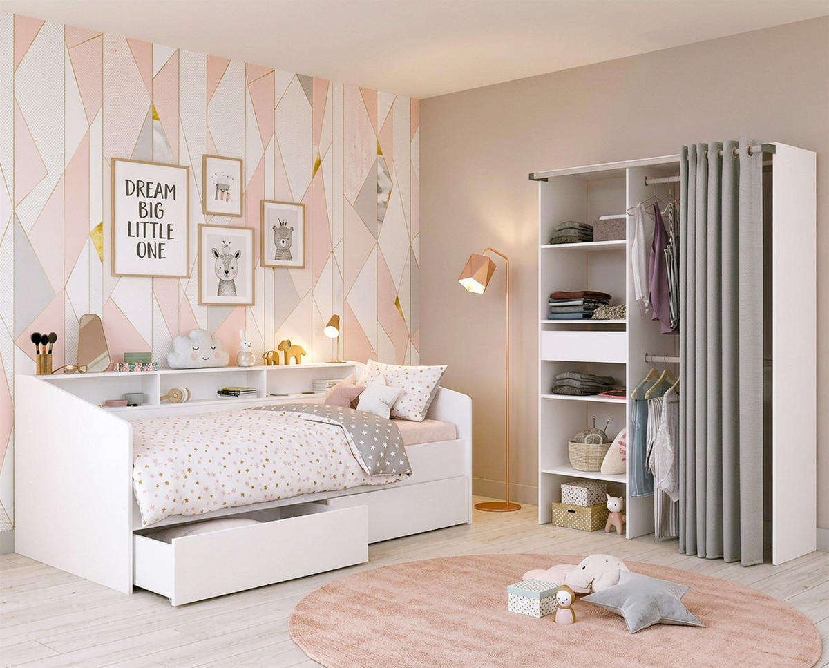 KINDERZIMMER SET Parisot Sleep 3-tlg. Holzdekor Weiß/Eiche - Eichefarben/Weiß, Kunststoff (100/1/200cm) - 58aufmkessel