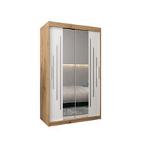 SCHWEBETÜRENSCHRANK 200/120/62 2-türig - Silberfarben/Weiß, Holz/Kunststoff (120/200/62cm) - Abiks Möbel