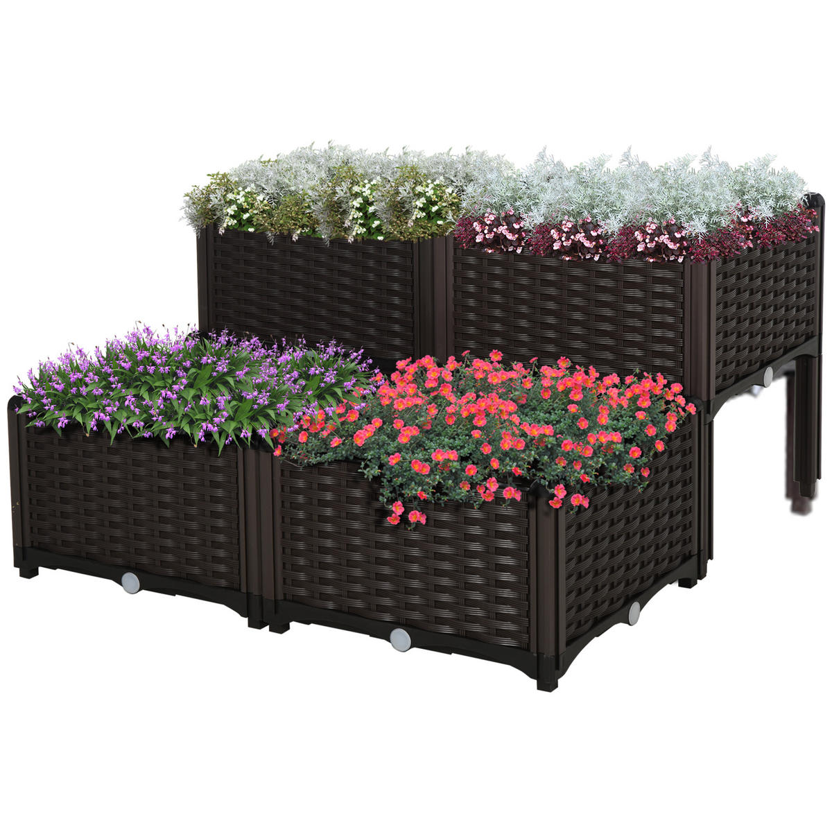 HOCHBEET 2-Etagig DE-12102 80/80/44 cm mit Bewässerung Schokoladenbraun - Braun, Kunststoff (40/44/40cm) - ComfortXL