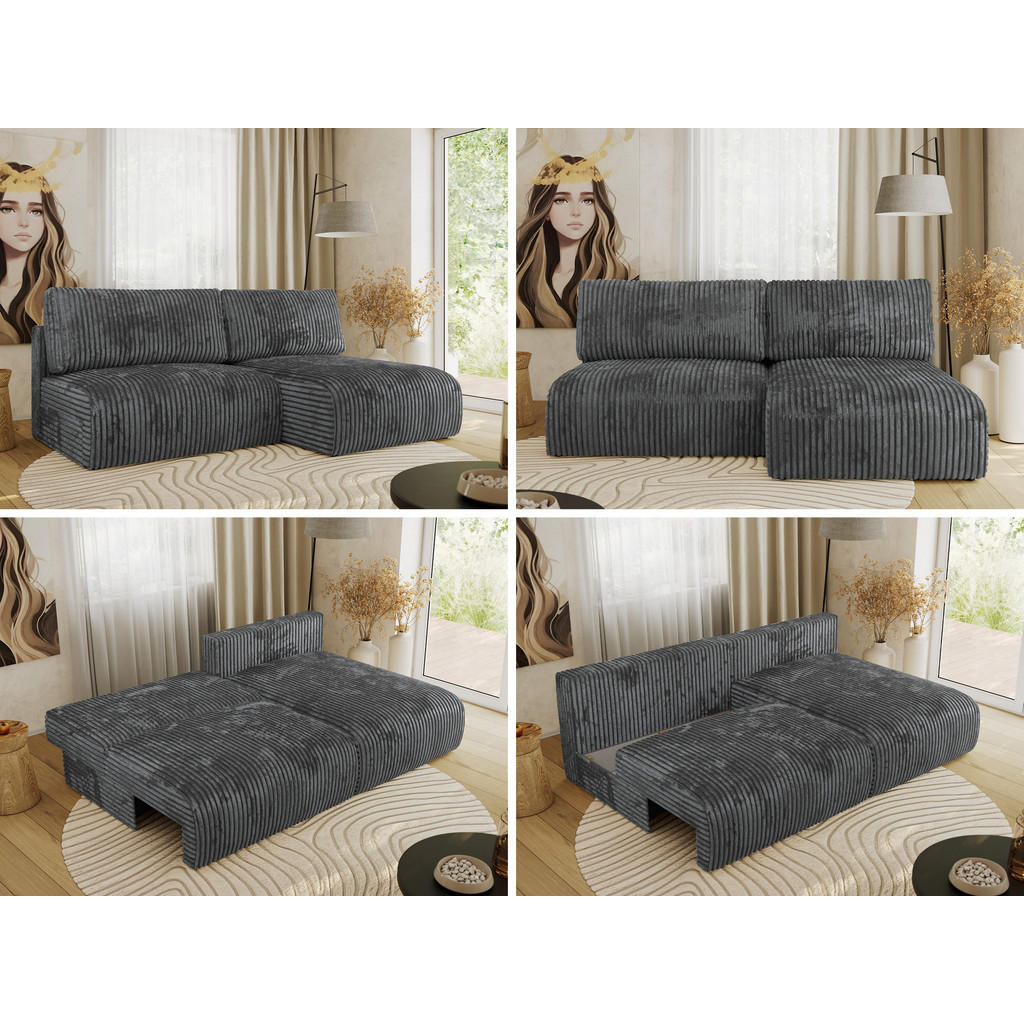 Thumbnail - MKS Eckschlafsofa, Dunkelgrau, Textil, 3-Sitzer, L-Form,L-Form, 223x150 cm, Oeko-Tex®, Wohnzimmer, Sofas & Couches, Wohn...