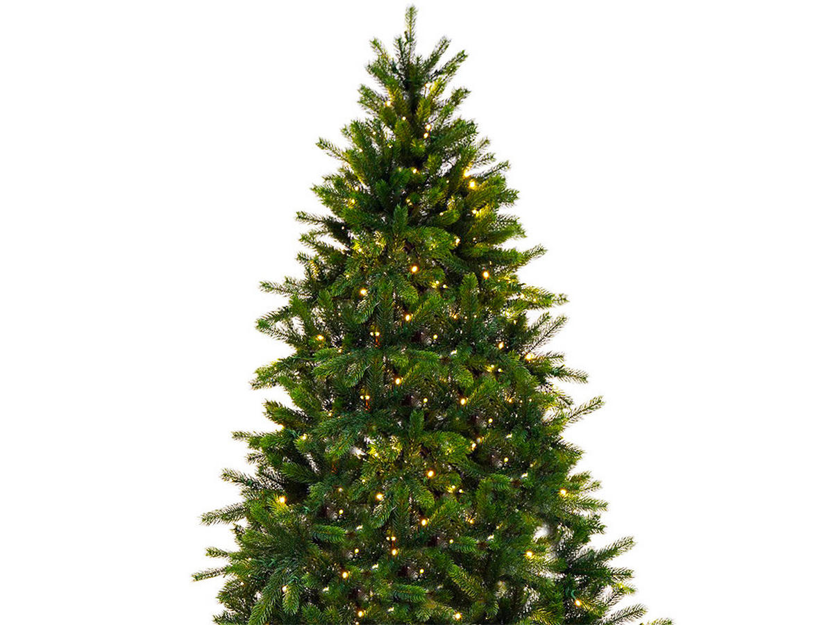WEIHNACHTSBAUM künstlicher MERLIN 210 cm, grün, 3D, 1583 Zweige, 450 warmweiße LED, inkl. Metallständer - Grün, Kunststoff/Metall (120/210cm) - LAALU