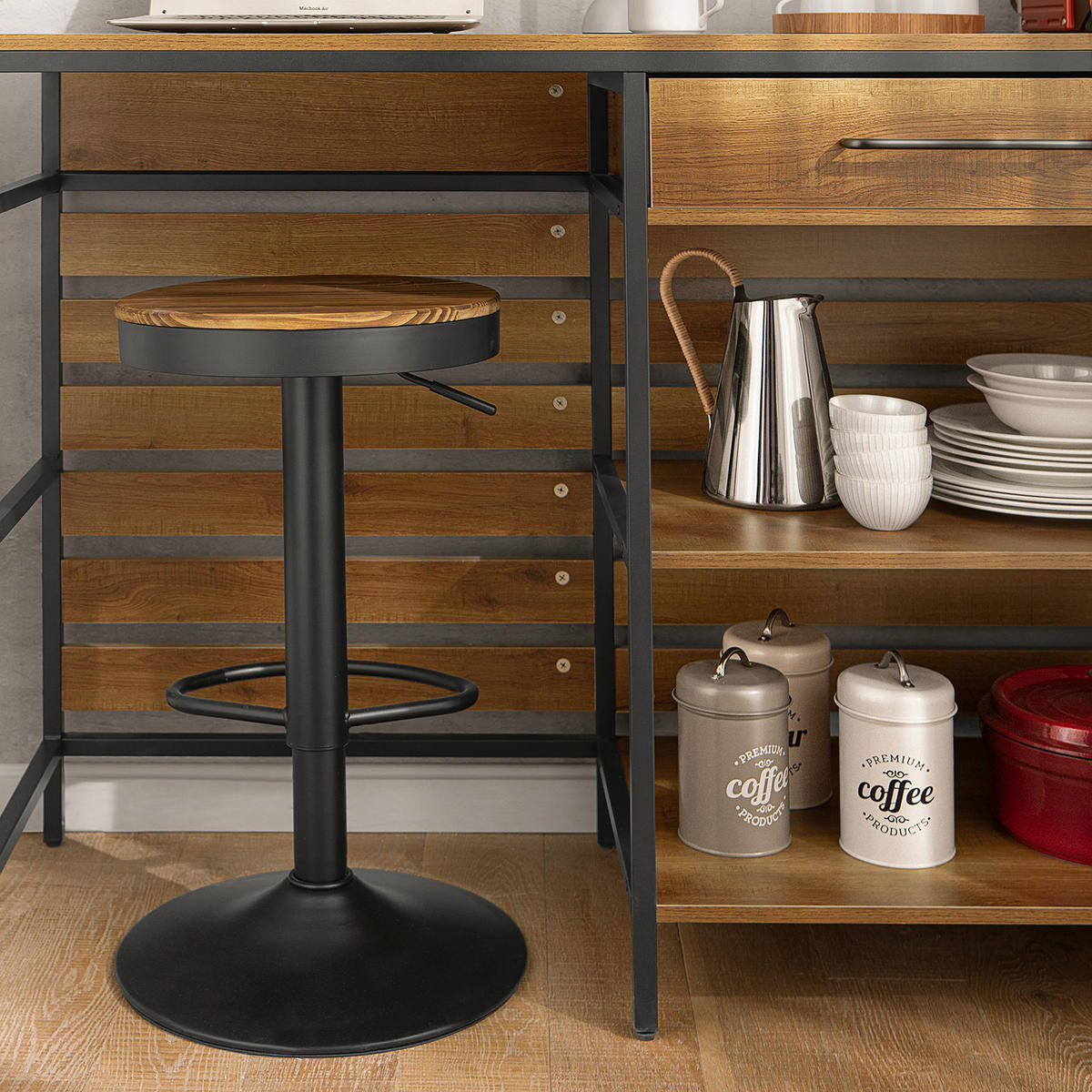 KÜCHENINSEL Vintage Braun - Schwarz/Braun, Holzwerkstoff/Metall (120/90/45cm) - SoBuy