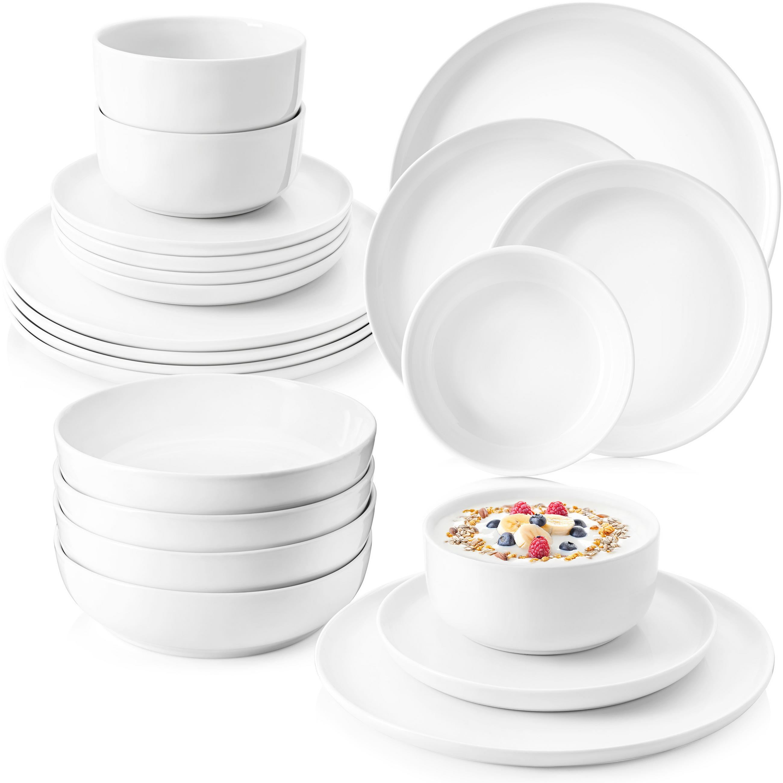 TAFELSERVICE MARLO - 24 teilig aus Porzellan - Weiß, Keramik (27/8.2/27cm) - Sänger
