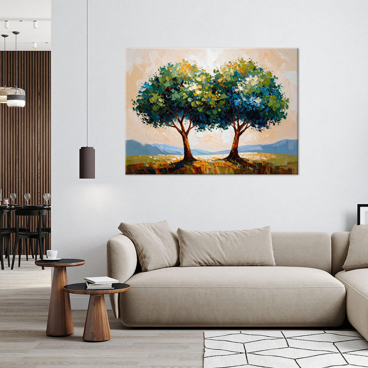 LEINWANDBILD Grüne Bäume Landschaft 120x80cm - Grün, Textil (120/80cm) - Feeby