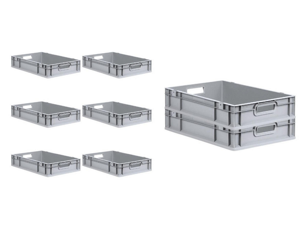EUROBOX 8x Nextgen Economy Griffe Offen 12x40x60cm 23 Liter - Grau, Kunststoff (40/12/60cm) - PROREGAL