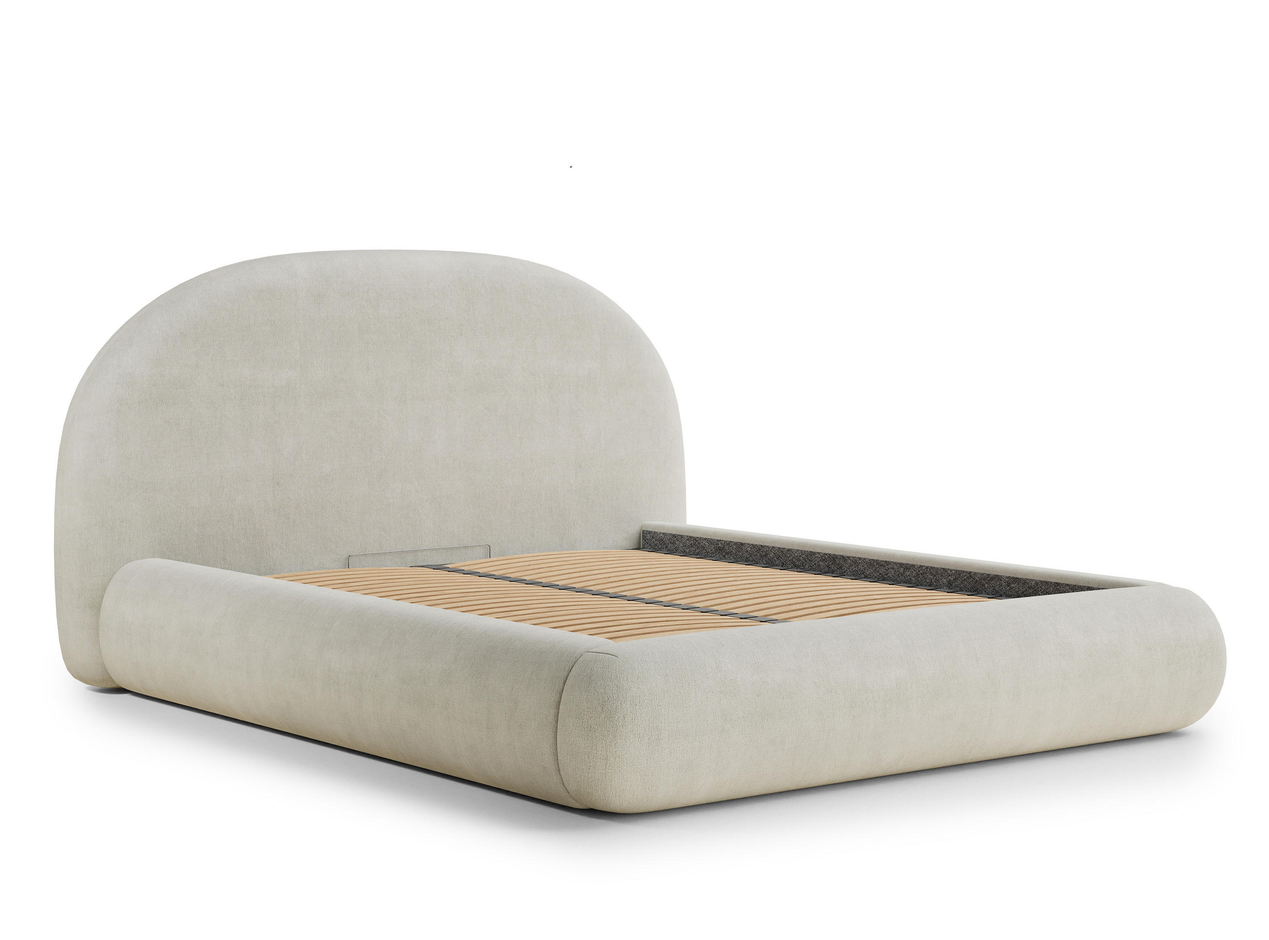 POLSTERBETT Maumere Creme 160/200 cm im Chenille-Stoff - Creme/Schwarz, Holz/Holzwerkstoff (160/200cm) - Maison de Reve