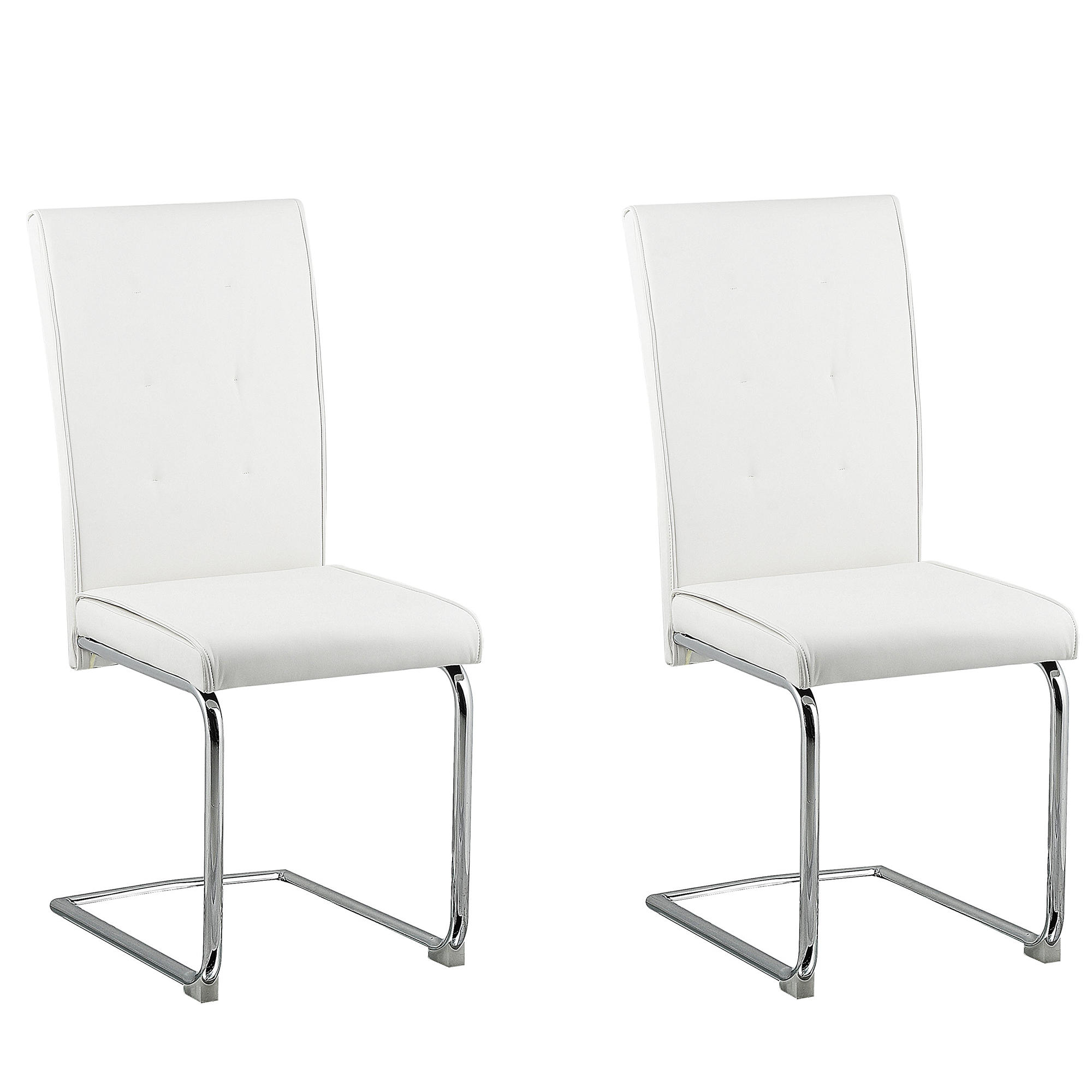 ESSZIMMERSTUHL 2er-Set Kunstleder Weiß Rovard - Weiß, Textil/Metall (42/101/52cm) - Beliani