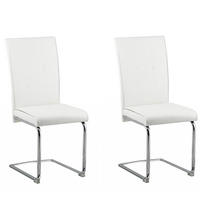 ESSZIMMERSTUHL 2er-Set Kunstleder Weiß Rovard - Weiß, Textil/Metall (42/101/52cm) - Beliani