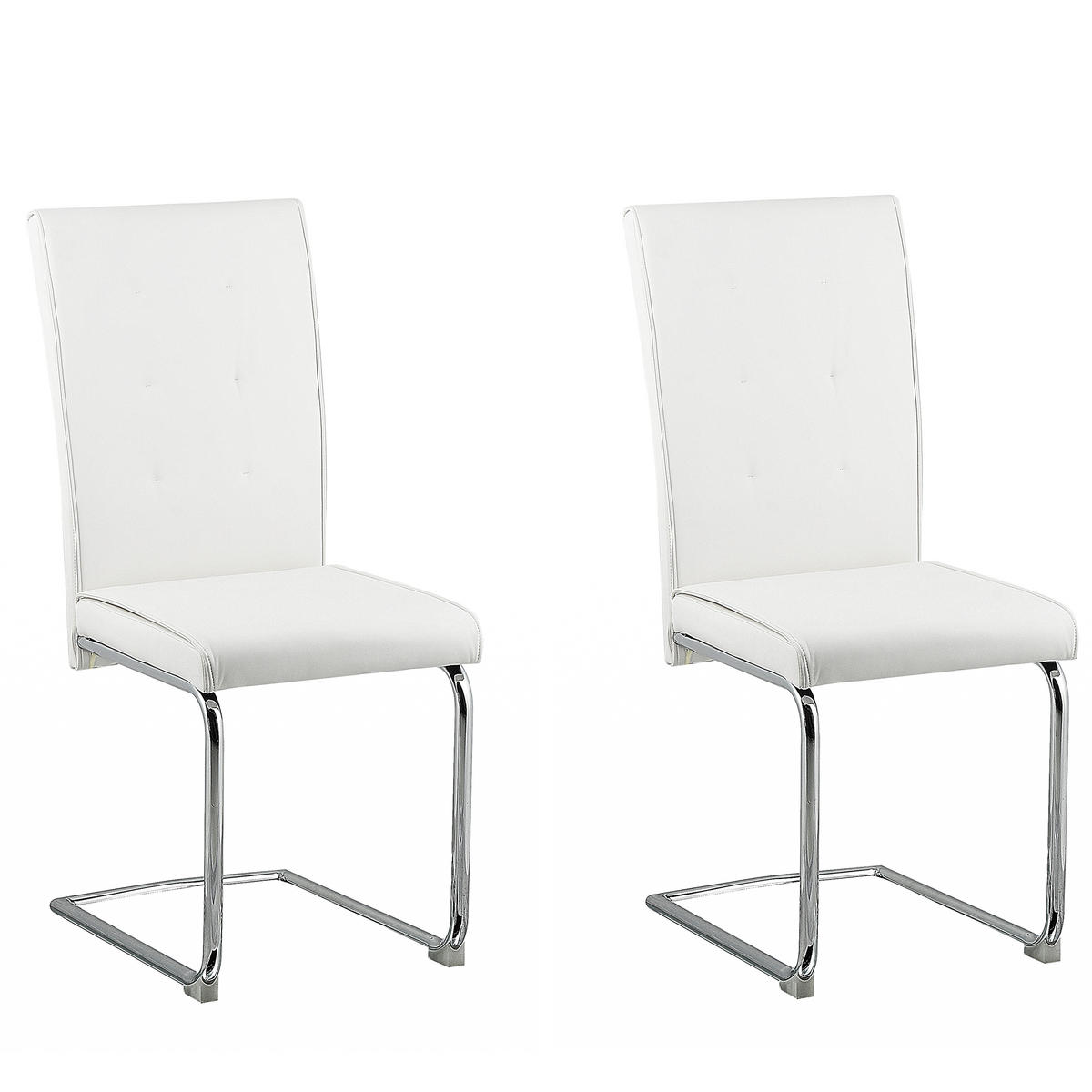 ESSZIMMERSTUHL 2er-Set Kunstleder Weiß Rovard - Weiß, Textil/Metall (42/101/52cm) - Beliani