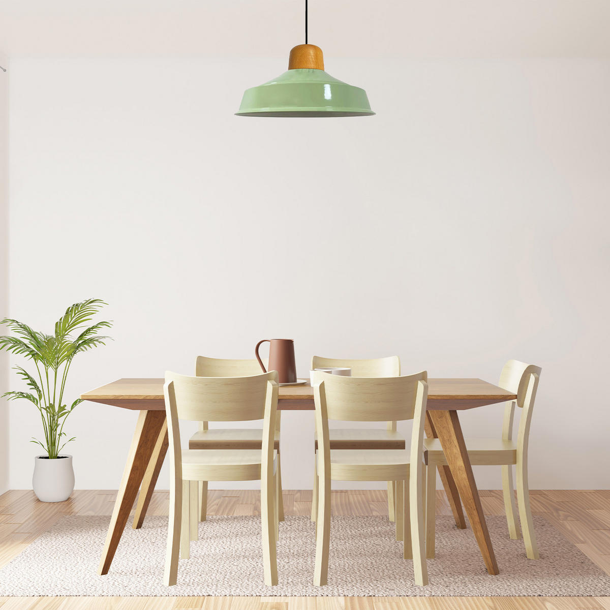 PENDELLEUCHTE Asletl 40/20 cm - Mintgrün, Holz/Metall (40/20cm) - Bamyum