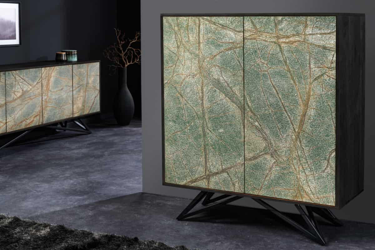 HIGHBOARD MOUNTAIN SOUL Akazie 120cm - Multicolor/Schwarz, Holz/Stein (100/120/38cm) - riess-ambiente