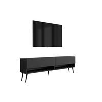 TV-LOWBOARD 170 cm Mattschwarz, schwarze schräge Beine, 170 × 32 × 52 cm - Schwarz, Holzwerkstoff (170/52/32cm) - 3XE LIVING