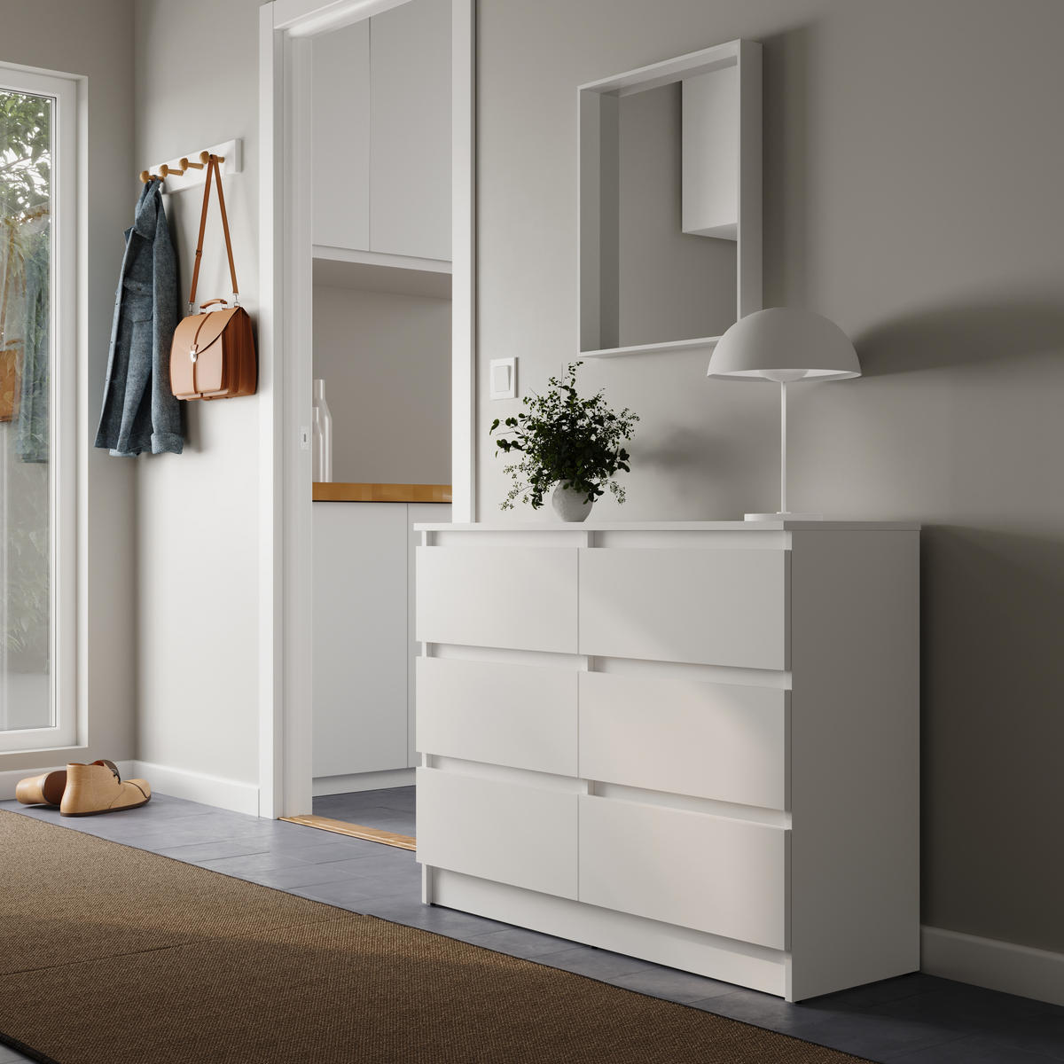 KOMMODE mit 6 Schubladen 100cm breit in weiß - Weiß, Holzwerkstoff (100/77.5/35cm) - Home Collective