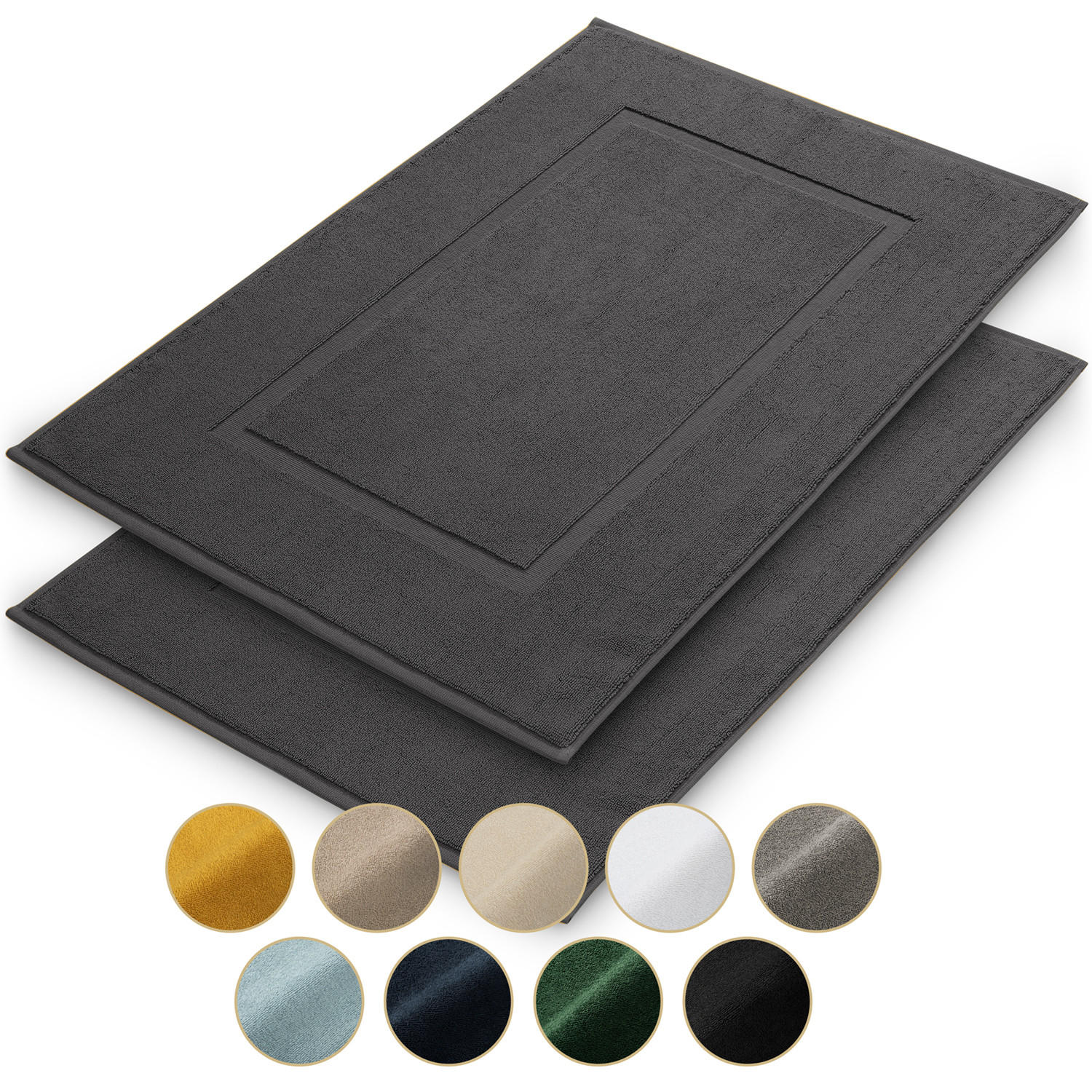 BADEMATTE Vilto 2er-Set, 50/80 cm, Anthrazit - Anthrazit, Textil (80/50cm) - Blumtal
