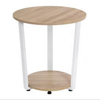 COUCHTISCH rund Weiß/Helle Eichenoptik 2 Ablagen 50/50/53 cm - Eichefarben/Weiß, Holz/Metall (50/50/53cm)