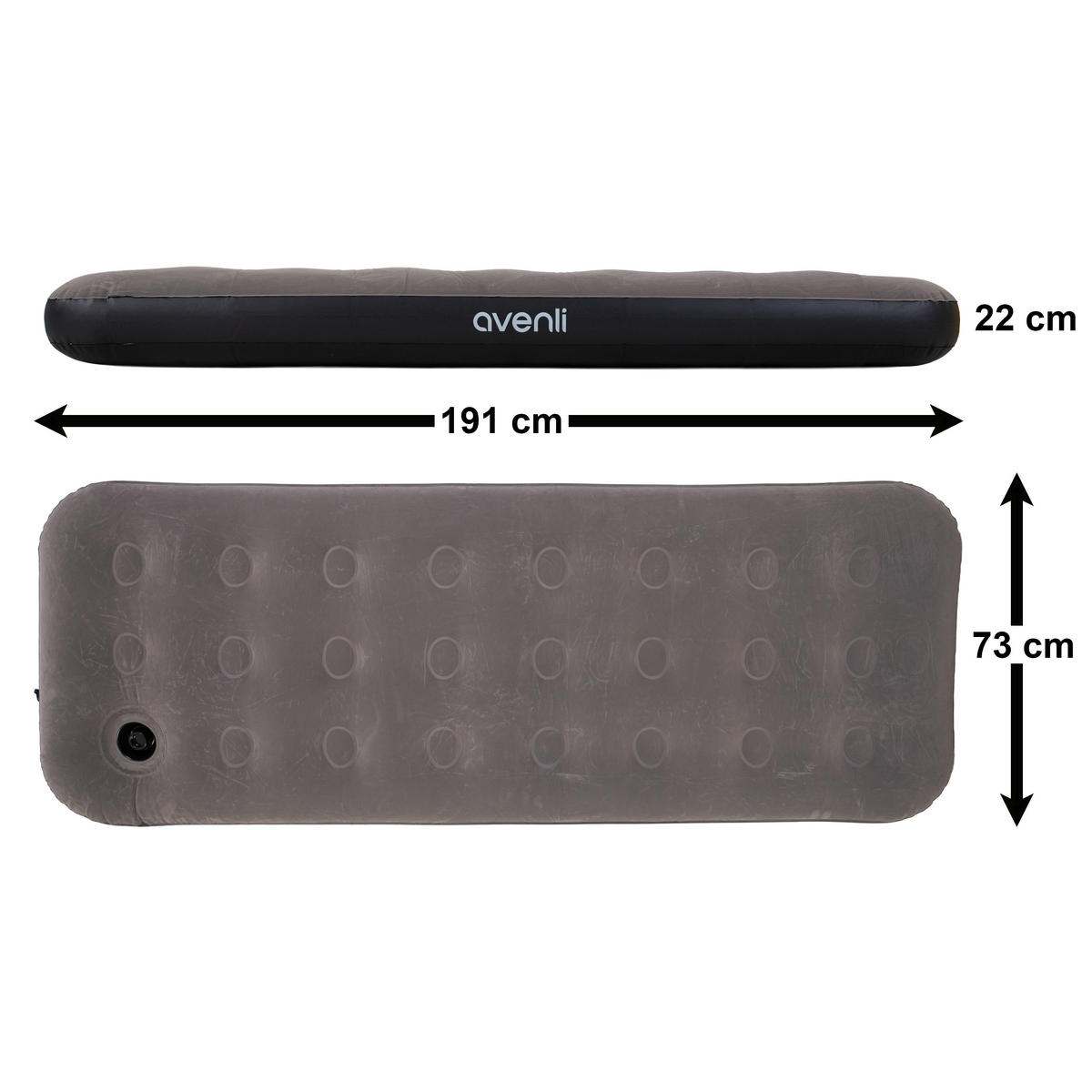 LUFTBETT Luftmatratze Camping CloudCoil grau mit Fußpumpe 191x73x22cm - Grau, Kunststoff (73/191cm) - Avenli