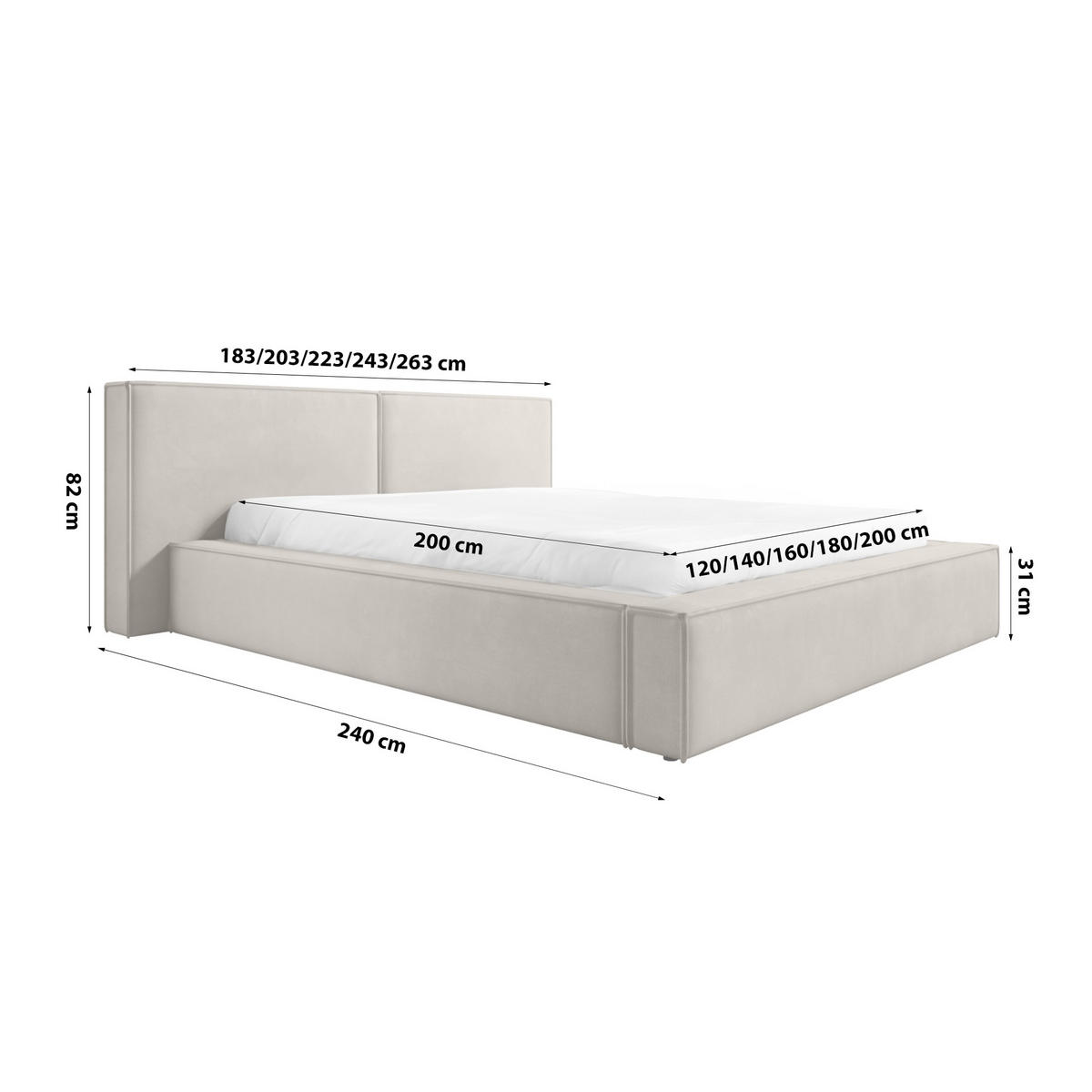POLSTERBETT Doppelbett Lopra Betkasten 180x200 Hellbeige - Beige, Holz/Textil (180/200cm) - Fedve